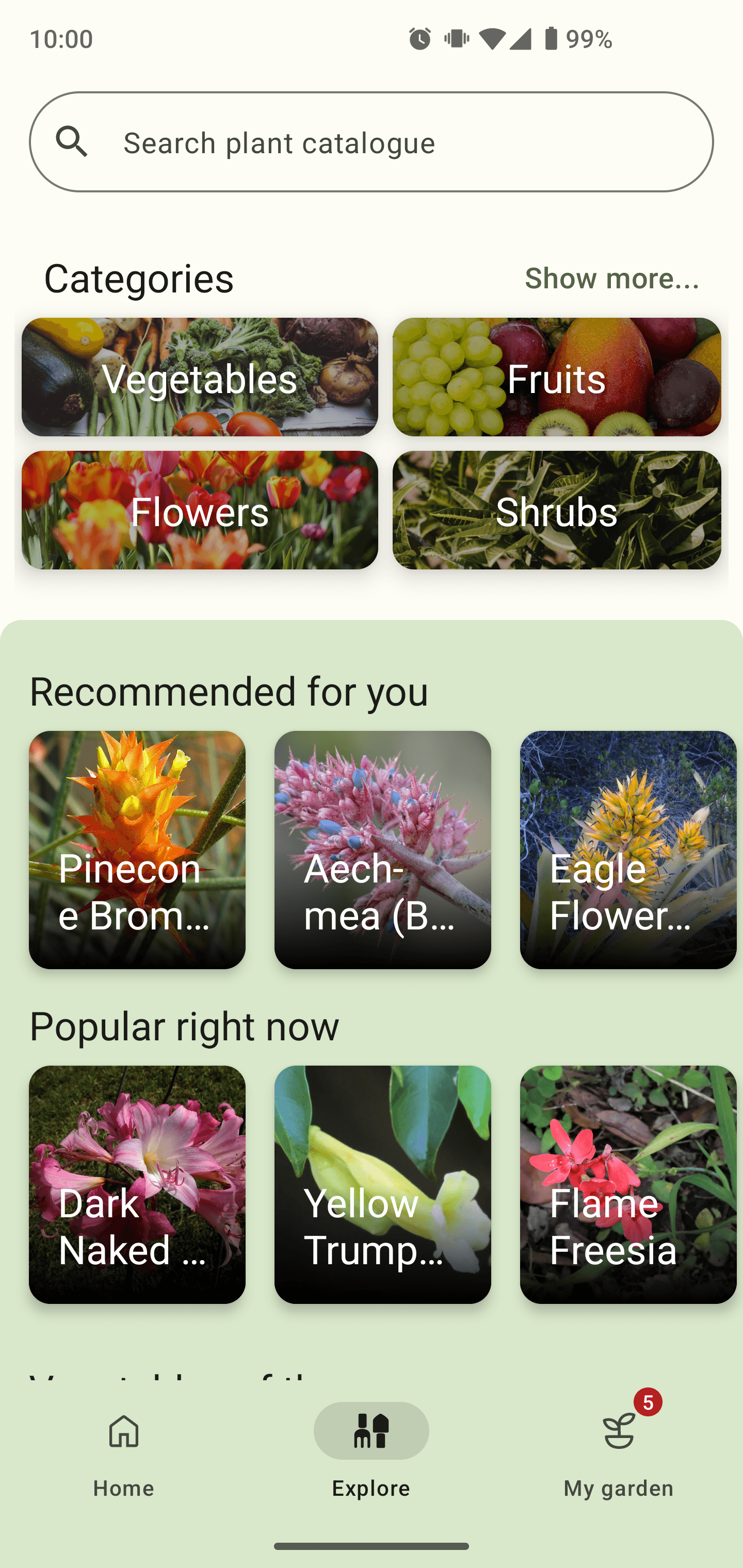 Screenshot of explore screen
