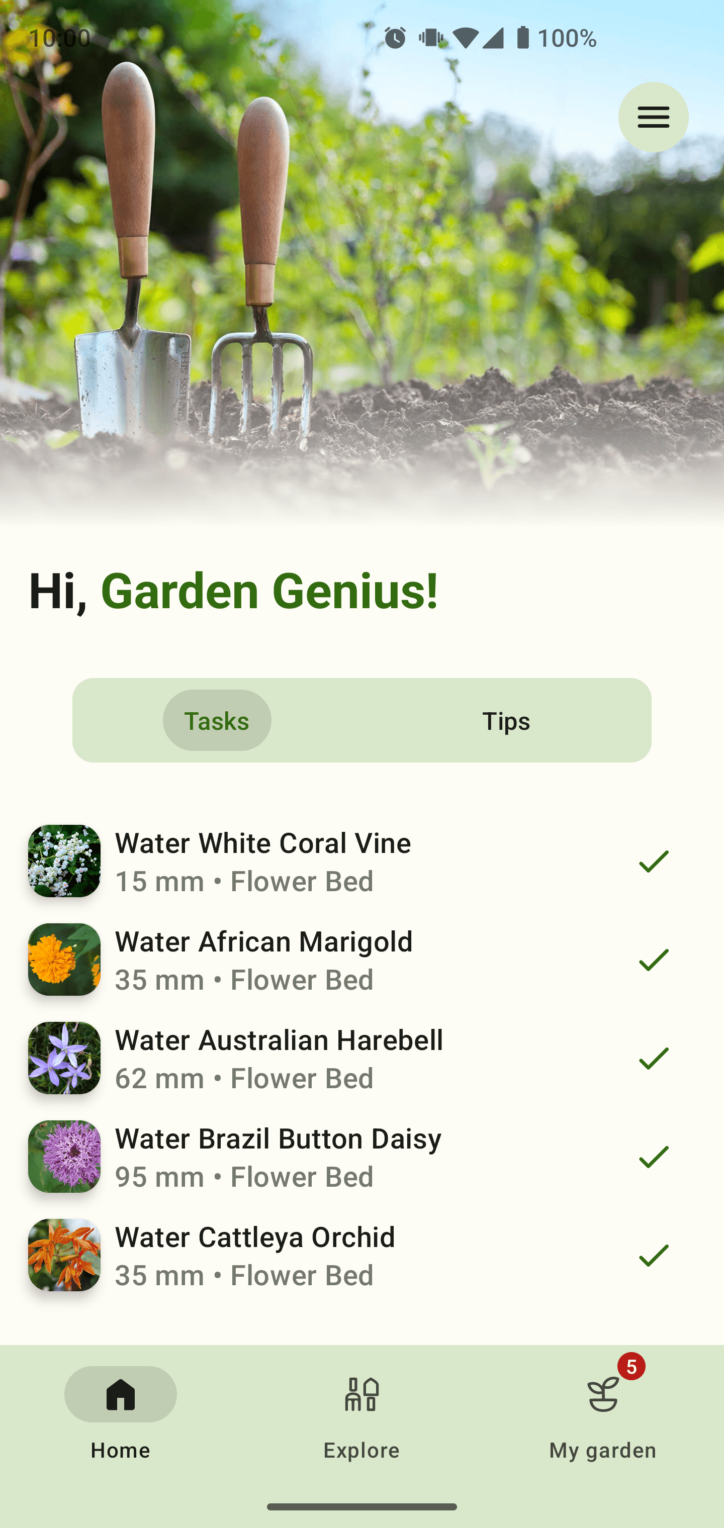Screenshot of home screen